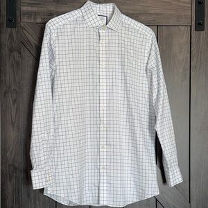 Charles Tyrwhitt White and Blue Grid Dress Shirt